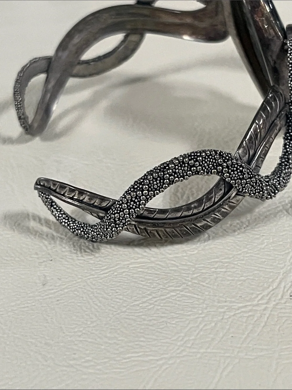 Sajen 925 Silver Cuff Dual Snake Bracelet with Deep Green Oval Stone